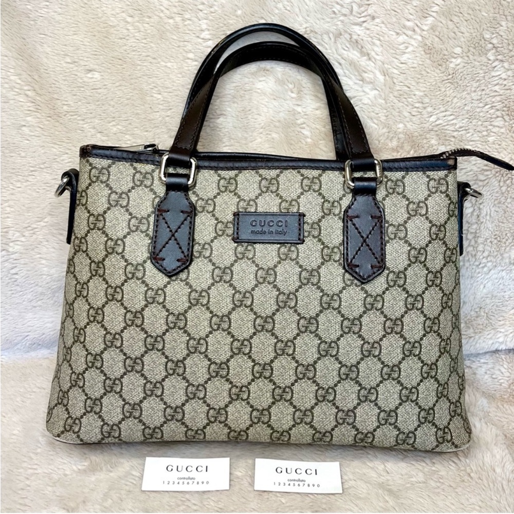 Gucci Monogram Supreme Coated Canvas Convertible Zip Tote - Picture 3 of 17